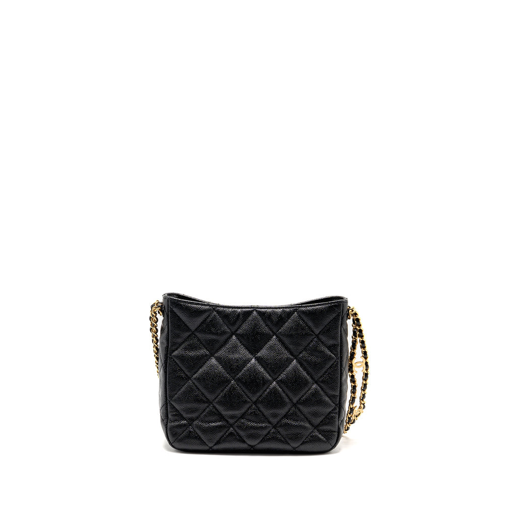 CHANEL QUILTED HOBO CAVIAR BLACK GHW (MICROCHIP)