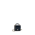CHANEL TOP HANDLE MINI FLAP BAG LAMBSKIN METALLIC BLUE LGHW (MICROCHIP)