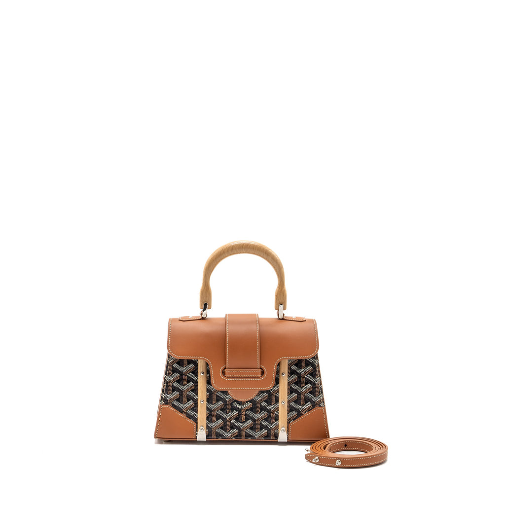 GOYARD MINI STRUCTURE SAIGON BAG CANVAS/CALFSKIN BLACK/TAN SHW