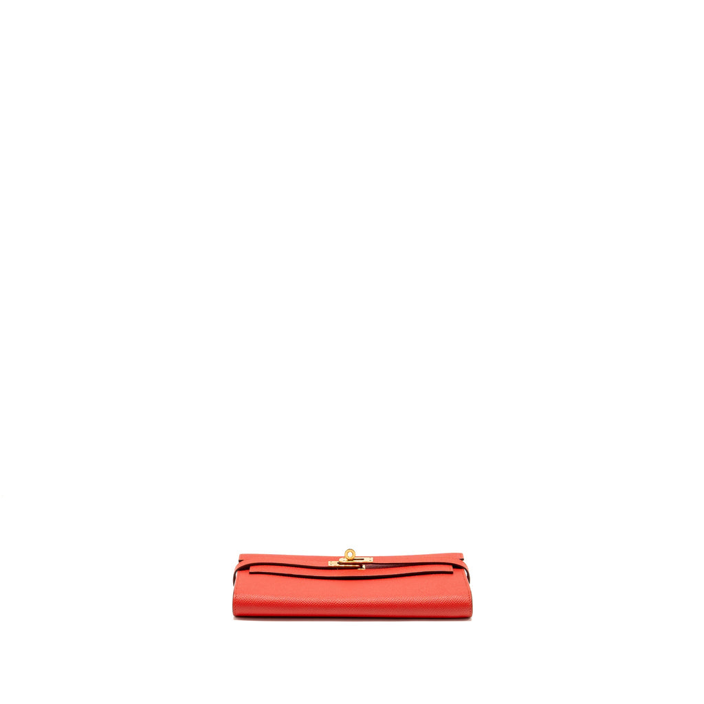 HERMES KELLY LONG WALLET EPSOM ROUGE TOMATE GHW
