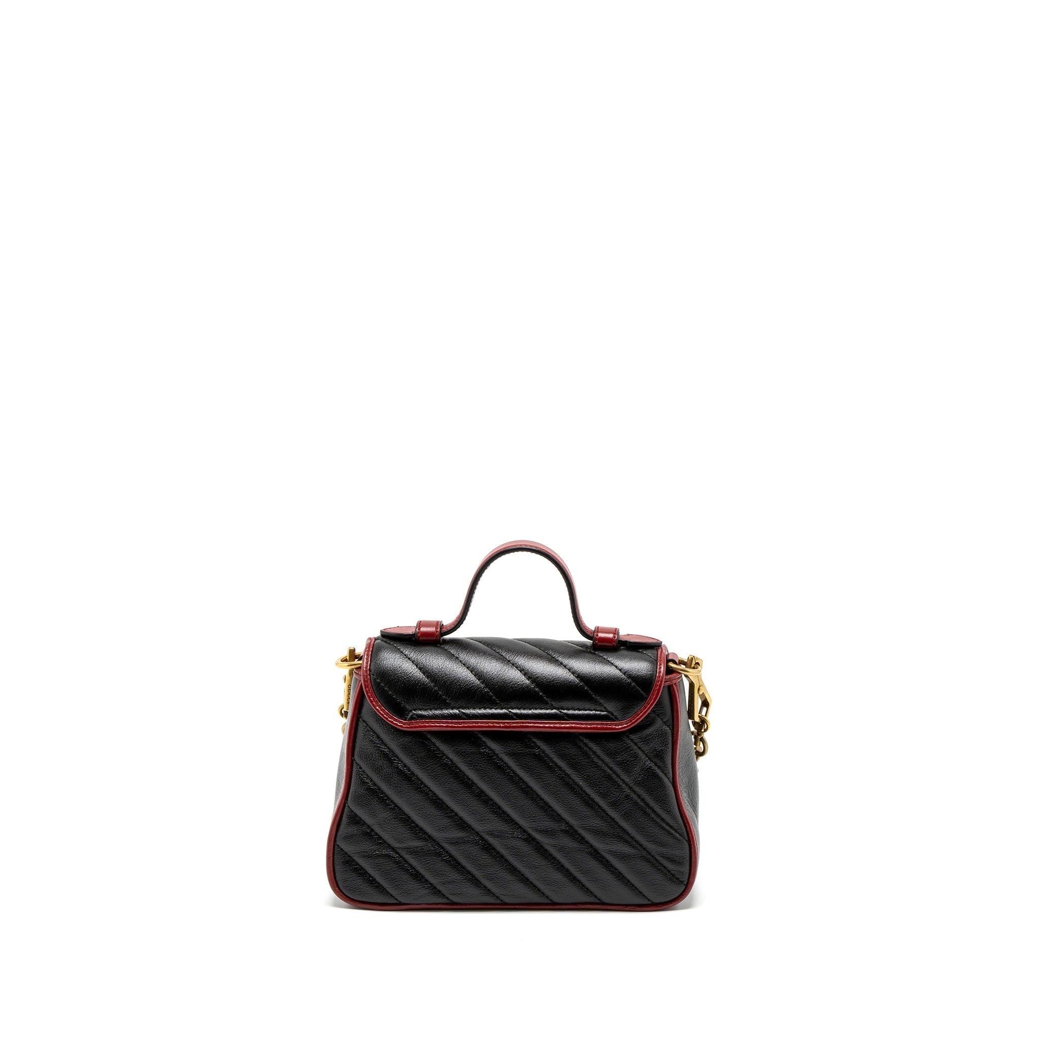 GUCCI GG MARMONT MINI TOP HANDLE BAG CALFSKIN BLACK/RED GHW