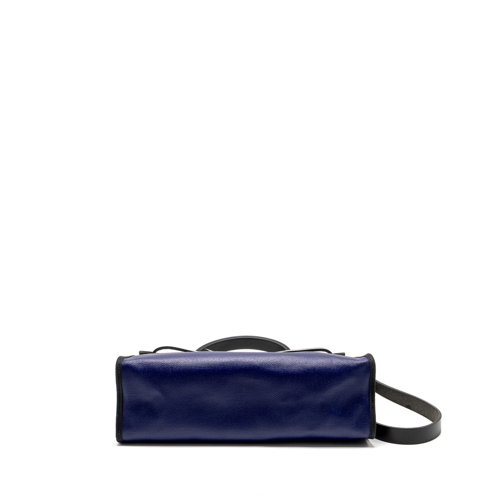 HERMES HERBAG 31 ZIP BAG TOLIE H BERLINE CANVAS/VACHE HUNTER BLUE ENCRE/BLACK SHW