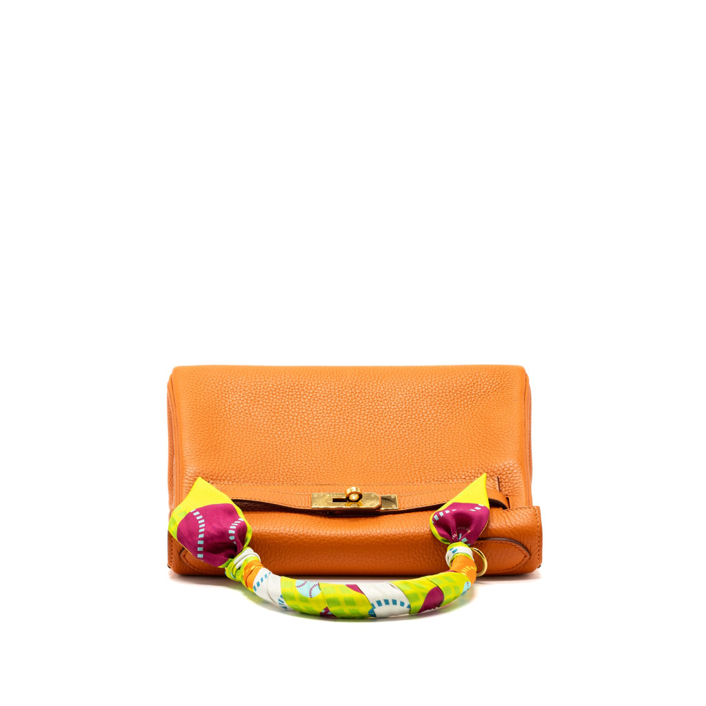HERMES KELLY 28 CLEMENCE LEATHER 93 ORANGE GHW