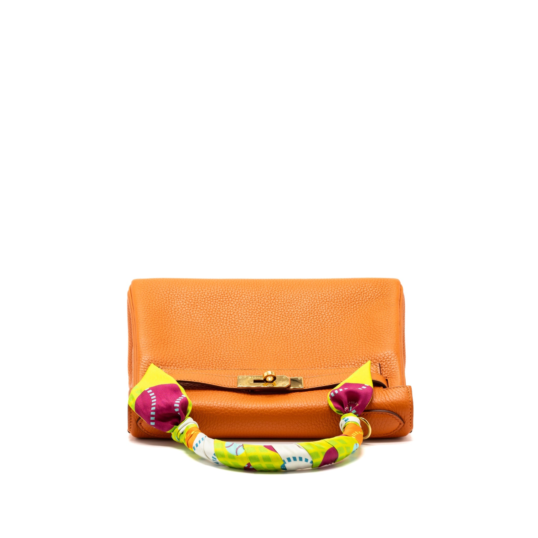 HERMES KELLY 28 CLEMENCE LEATHER 93 ORANGE GHW