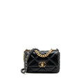 CHANEL SMALL 19 BAG LAMBSKIN BLACK MULTICOLOUR HARDWARE (MICROCHIP)