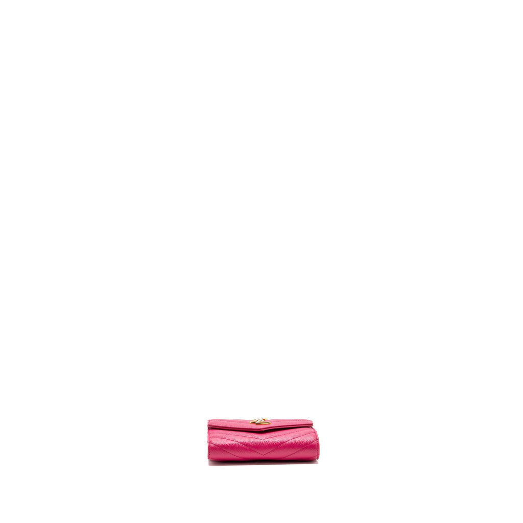 SAINT LAURENT COMPACT TRI-FOLD WALLET CALFSKIN PINK GHW