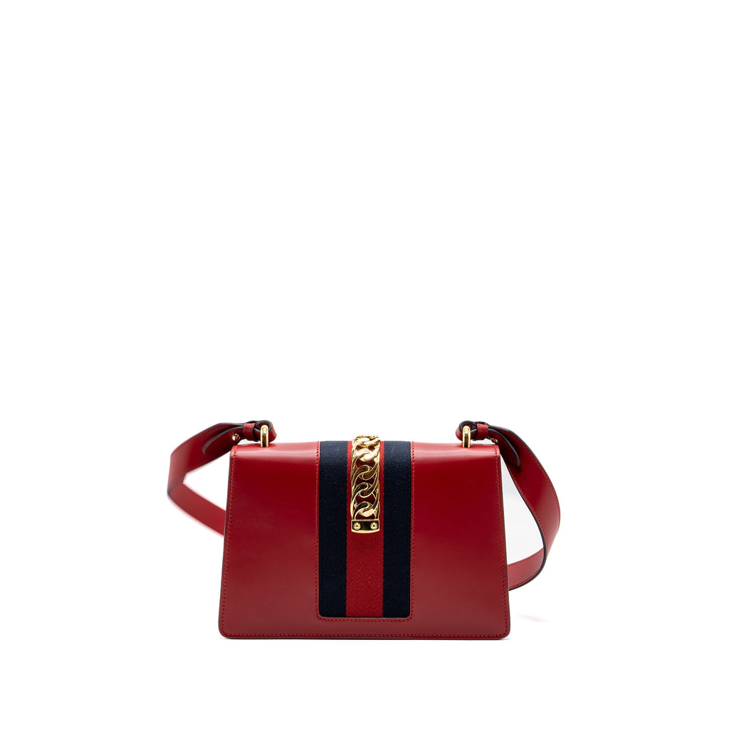 GUCCI SYLVIE SHOULDER BAG CALFSKIN RED GHW