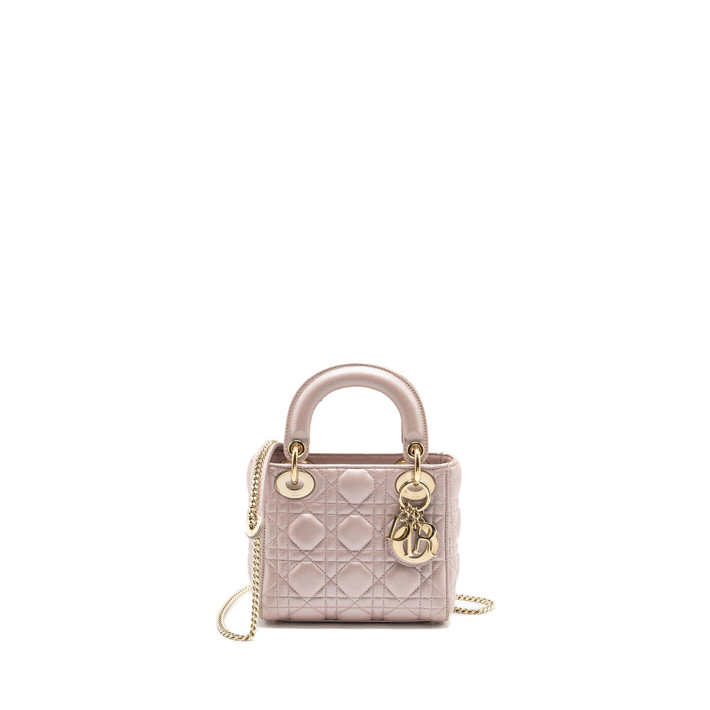 DIOR MINI LADY DIOR LAMBSKIN LIGHT PINK LGHW