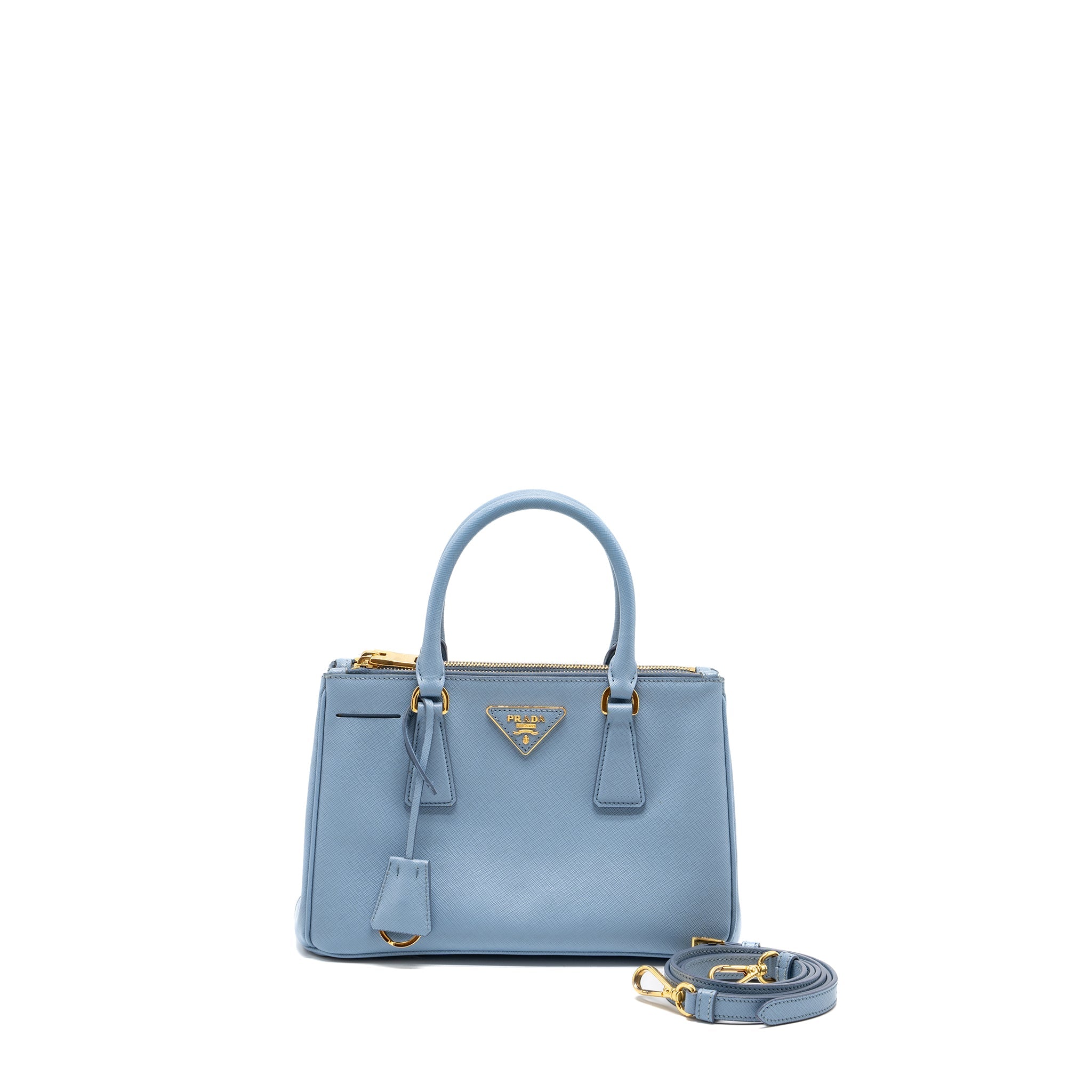 PRADA SMALL SAFFIANO TOTE BAG CALFSKIN LIGHT BLUE GHW