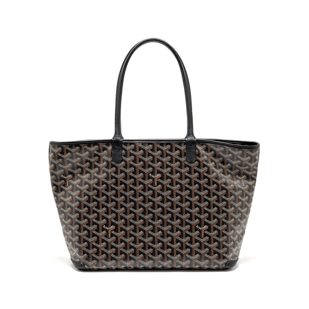GOYARD ARTOIS PM HANDBAG GOYARDINE CANVAS/CALFSKIN BLACK SHW