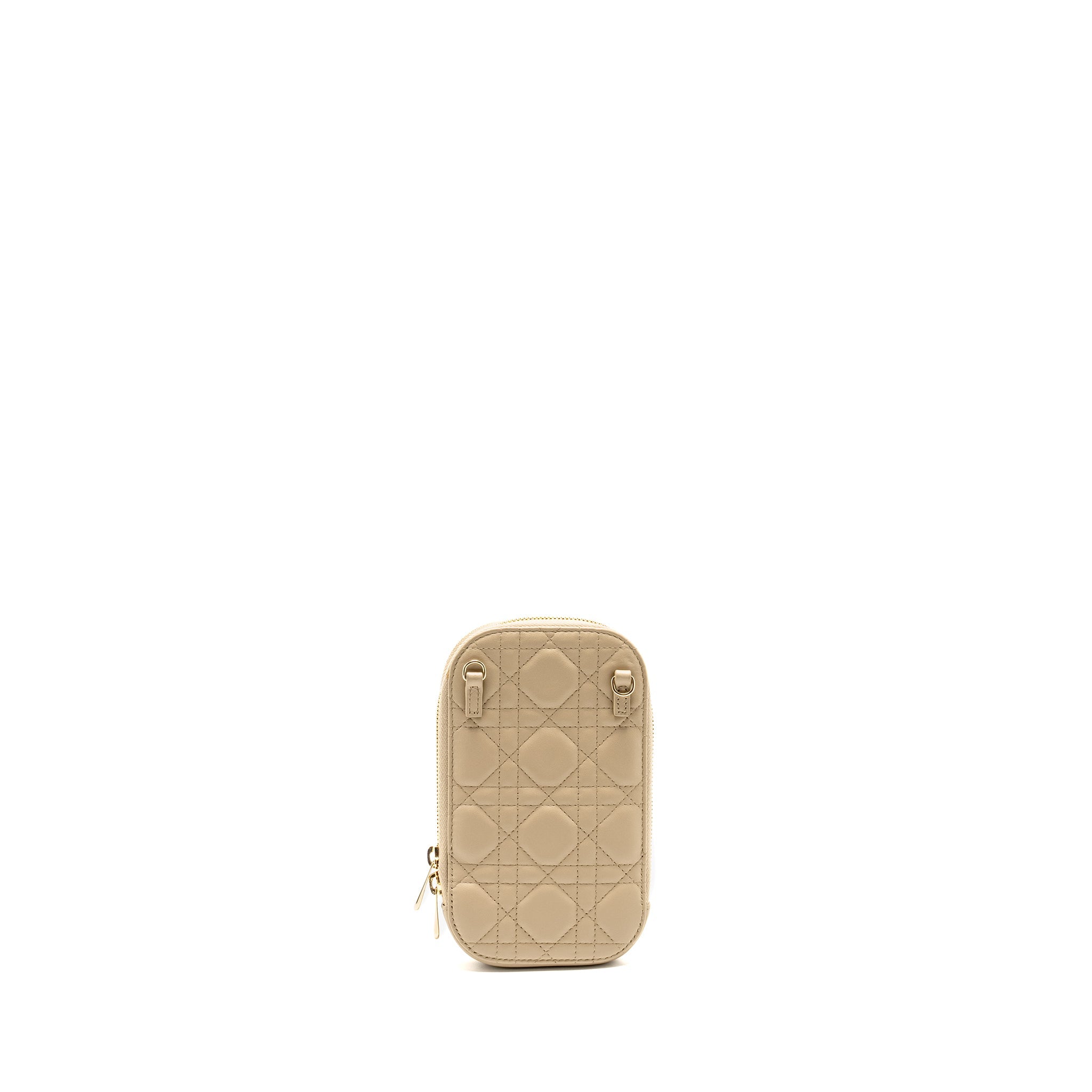 DIOR LADY DIOR CALL'IN DIOR PHONE HOLDER CANNAGE LAMBSKIN BEIGE GHW