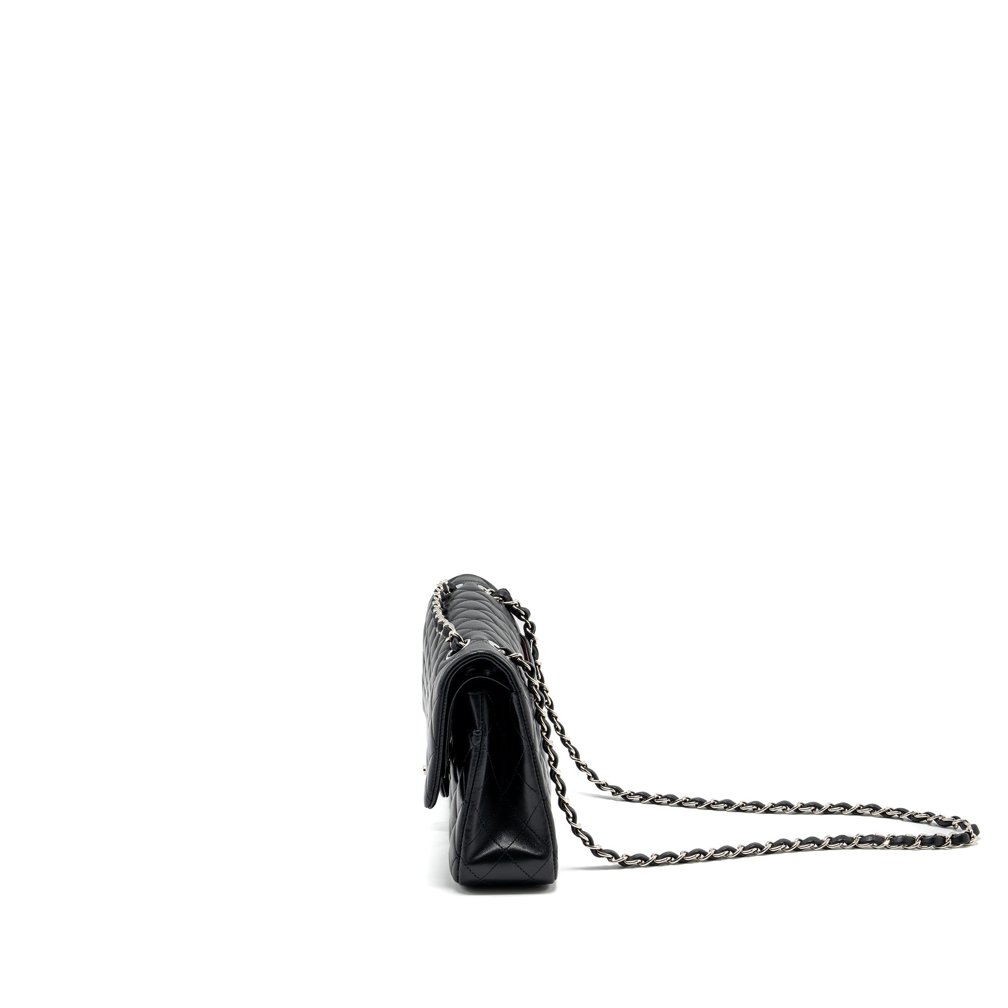 CHANEL MEDIUM CLASSIC DOUBLE FLAP BAG LAMBSKIN BLACK SHW