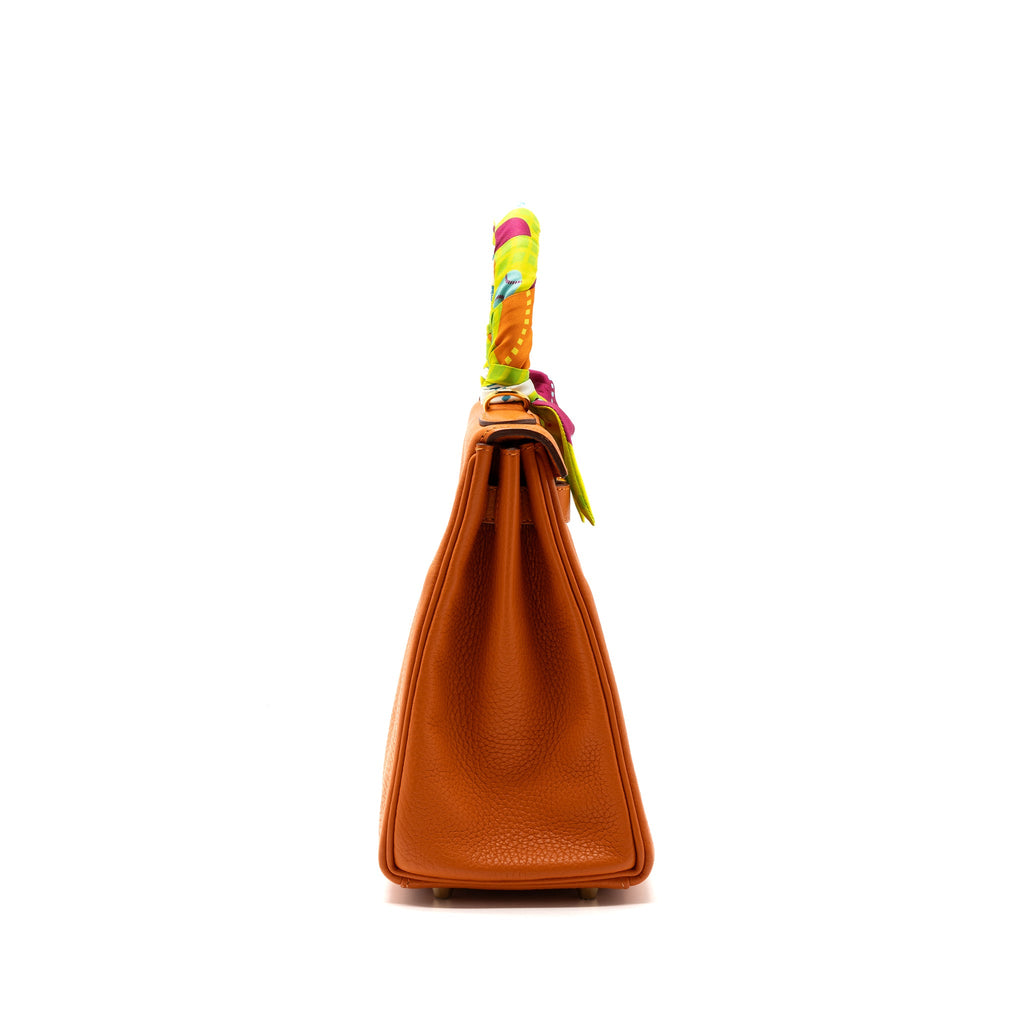HERMES KELLY 28 CLEMENCE LEATHER 93 ORANGE GHW