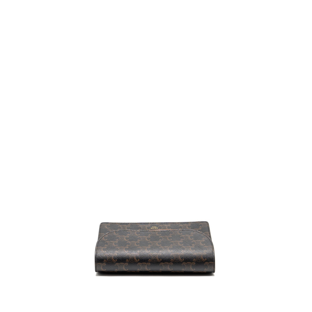 CELINE WALLET ON STRAP TRIOMPHE CANVAS / SMOOTH LAMBSKIN TAN GHW