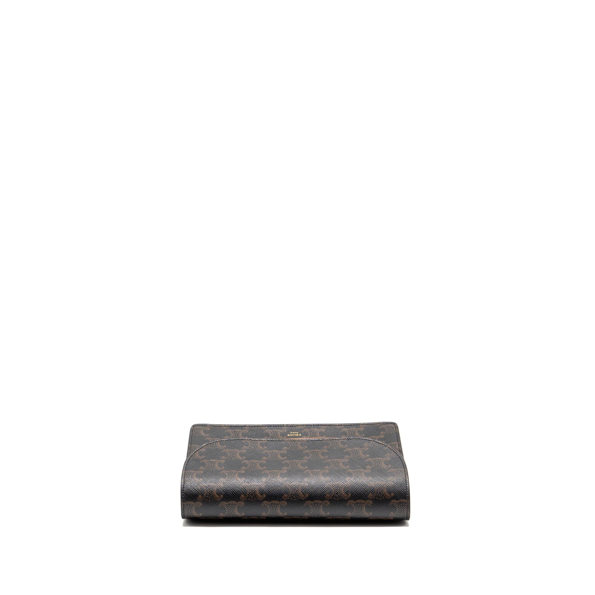 CELINE WALLET ON STRAP TRIOMPHE CANVAS / SMOOTH LAMBSKIN TAN GHW