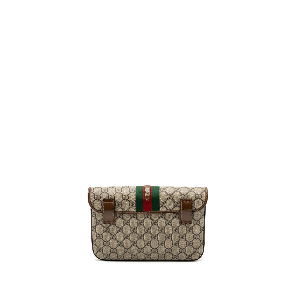 GUCCI FLAP BELT BAG GG SUPREME CANVAS GHW