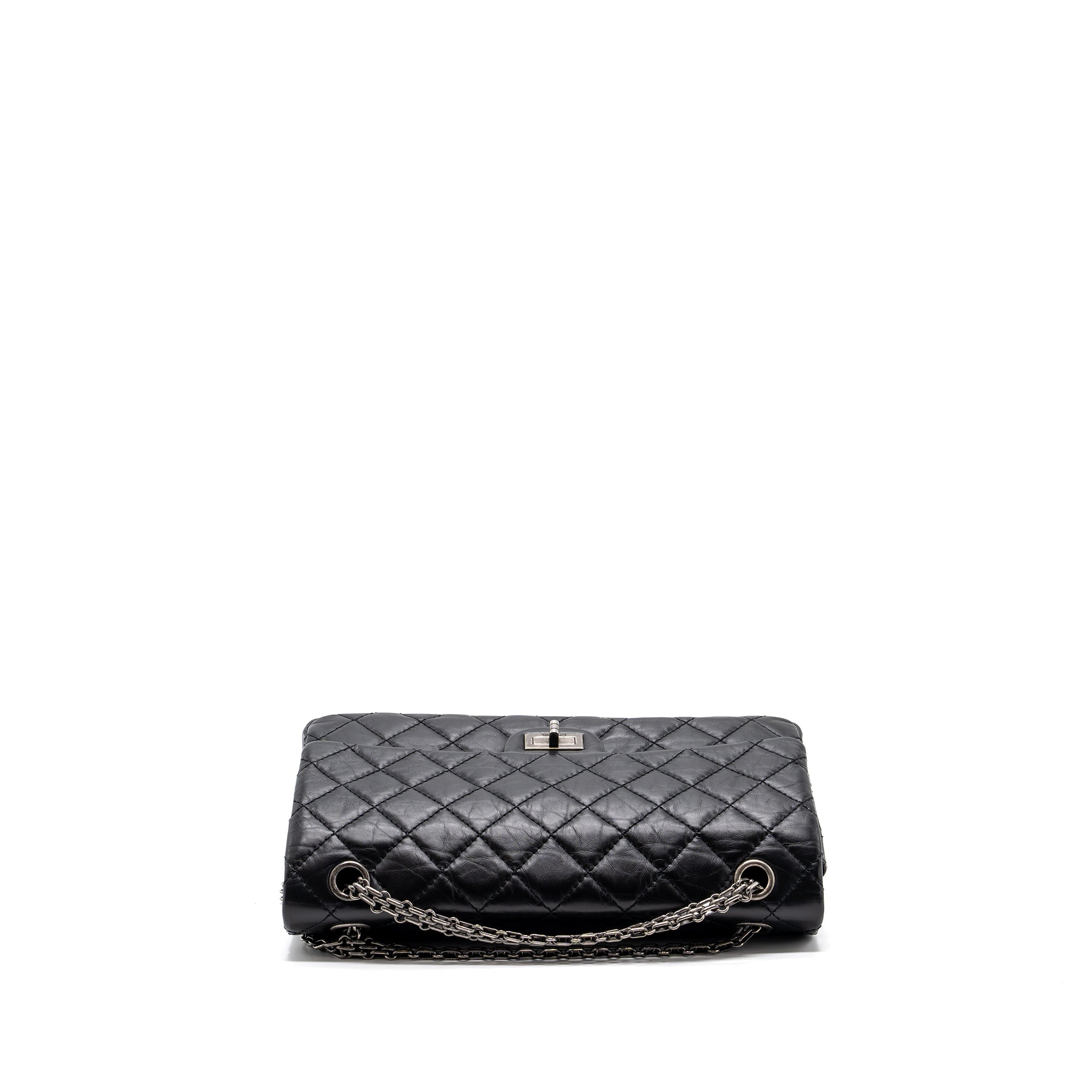 CHANEL 2.55 226 REISSUE FLAP BAG AGED CALFSKIN BLACK RUTHENIUM HARDWARE