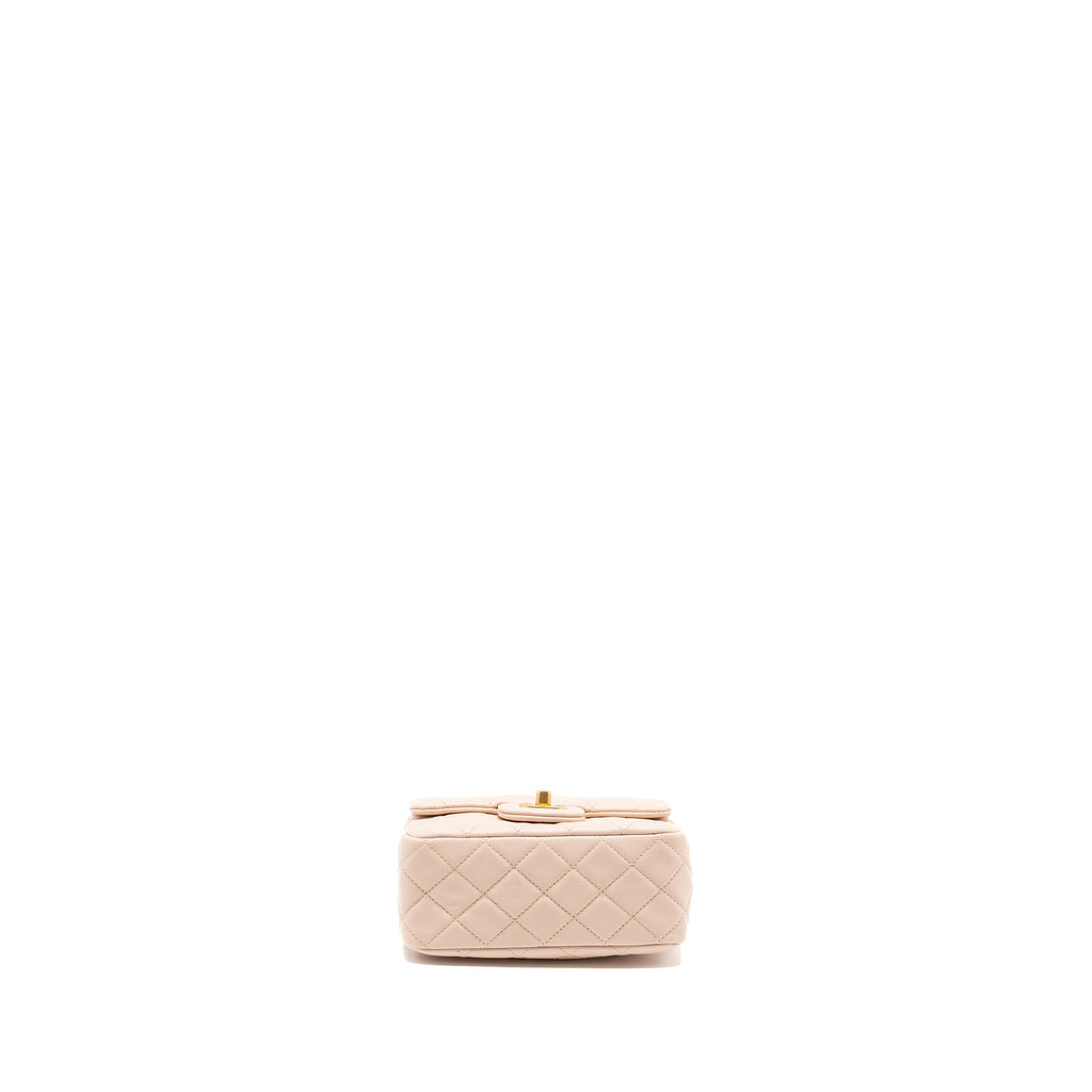 CHANEL 22C PEARL CRUSH MINI SQUARE FLAP BAG LAMBSKIN PINK GHW (MICROCHIP)