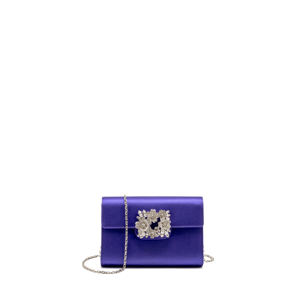 ROGER VIVIER EFFLORESCENCE MINI CLUTCH SILK BLEND SATIN PURPLE SHW