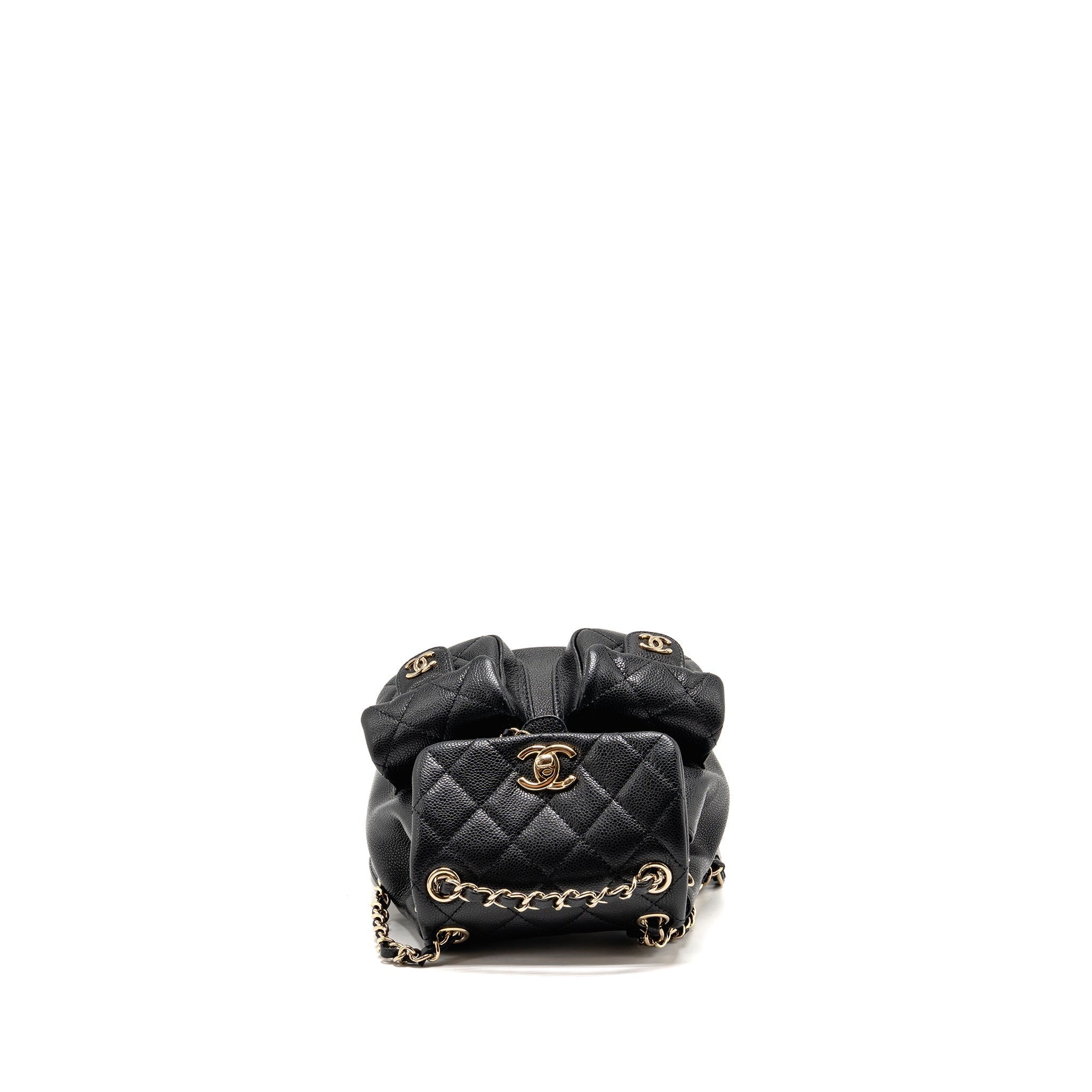 CHANEL 23P MINI TRIPLE PACK BACKPACK CAVIAR BLACK LGHW (MICROCHIP)