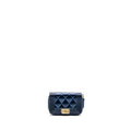 CHANEL BOY ZIP CARD HOLDER/COIN PURSE LAMBSKIN METALLIC BLUE GHW