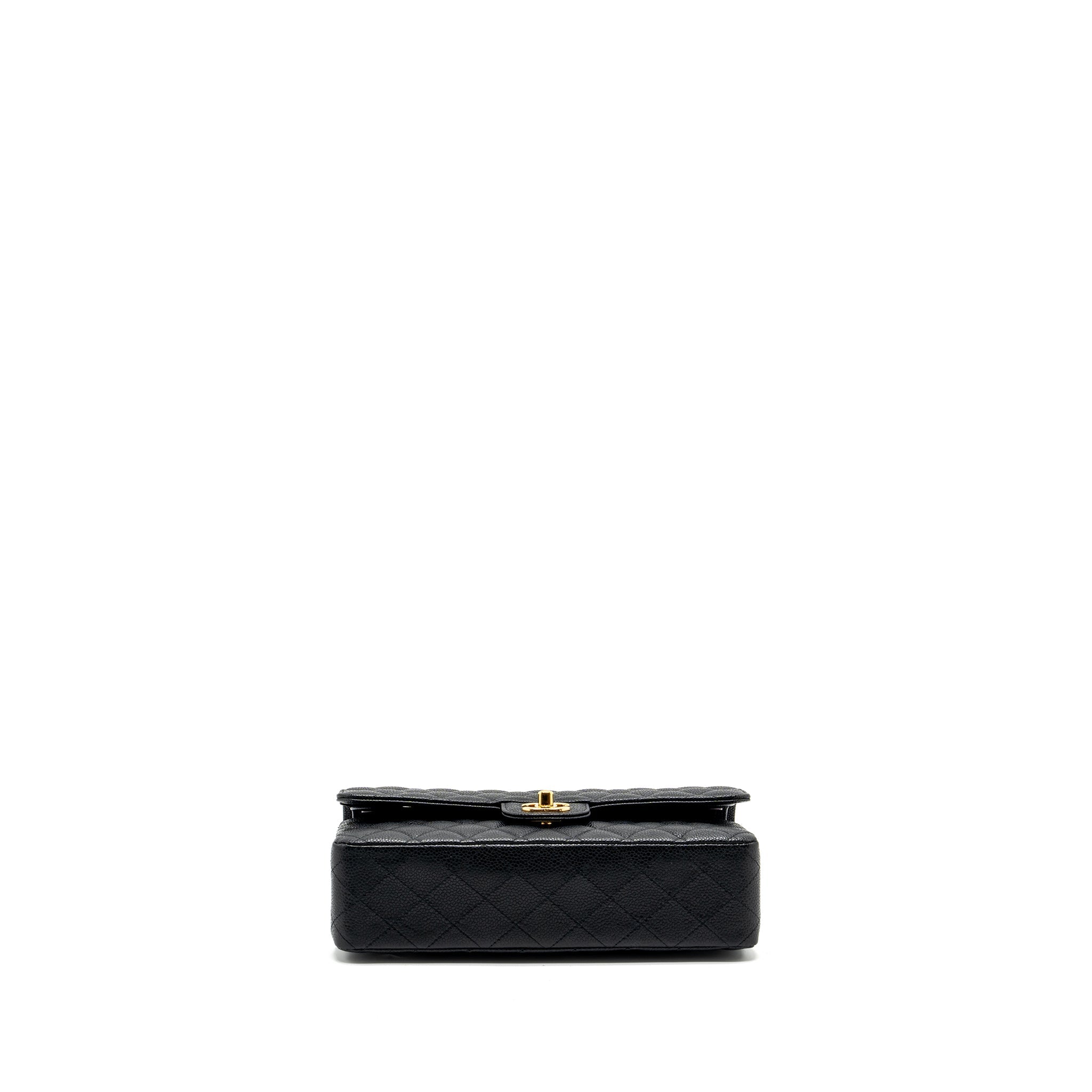 CHANEL MEDIUM CLASSIC DOUBLE FLAP BAG CAVIAR BLACK GHW (MICROCHIP)