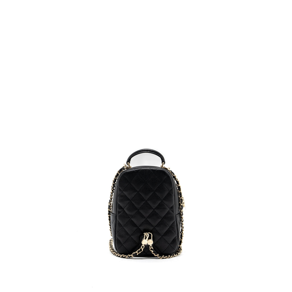 CHANEL 24C MINI BACKPACK / CROSSBODY BAG CAVIAR BLACK LGHW (MICROCHIP)