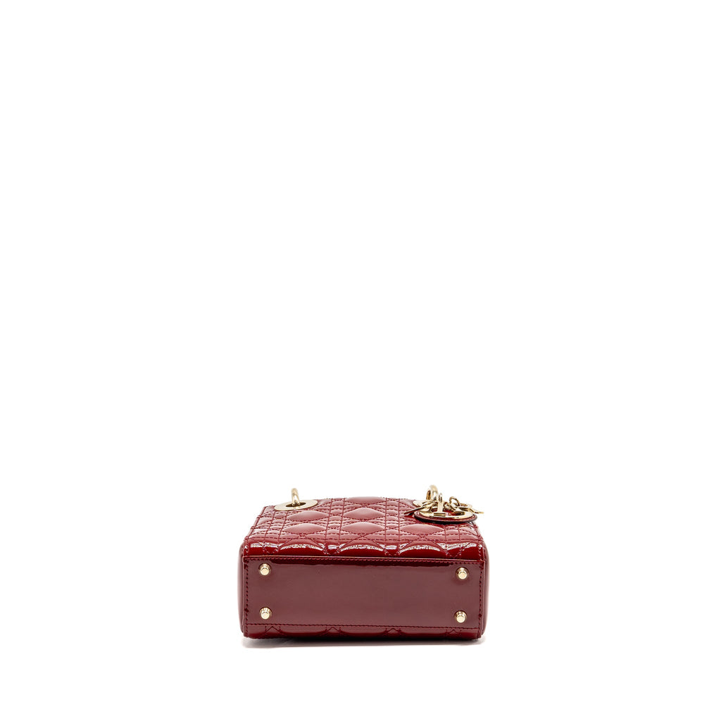 DIOR MINI LADY DIOR PATENT LEATHER RED GHW
