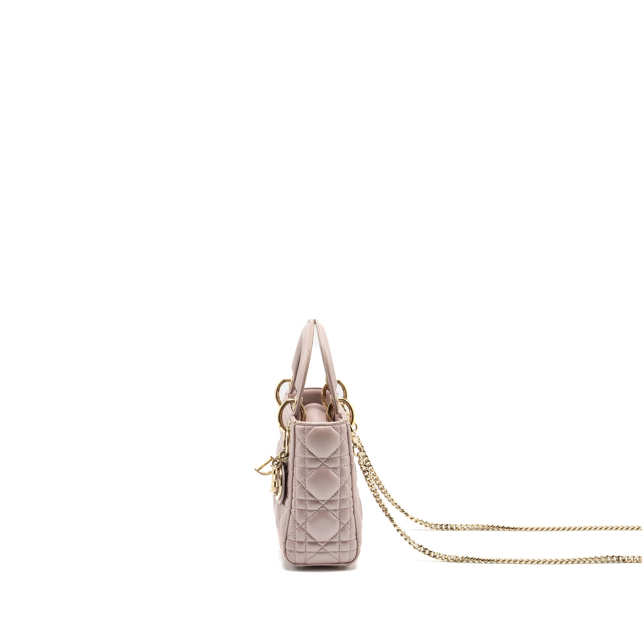DIOR MINI LADY DIOR LAMBSKIN LIGHT PINK LGHW