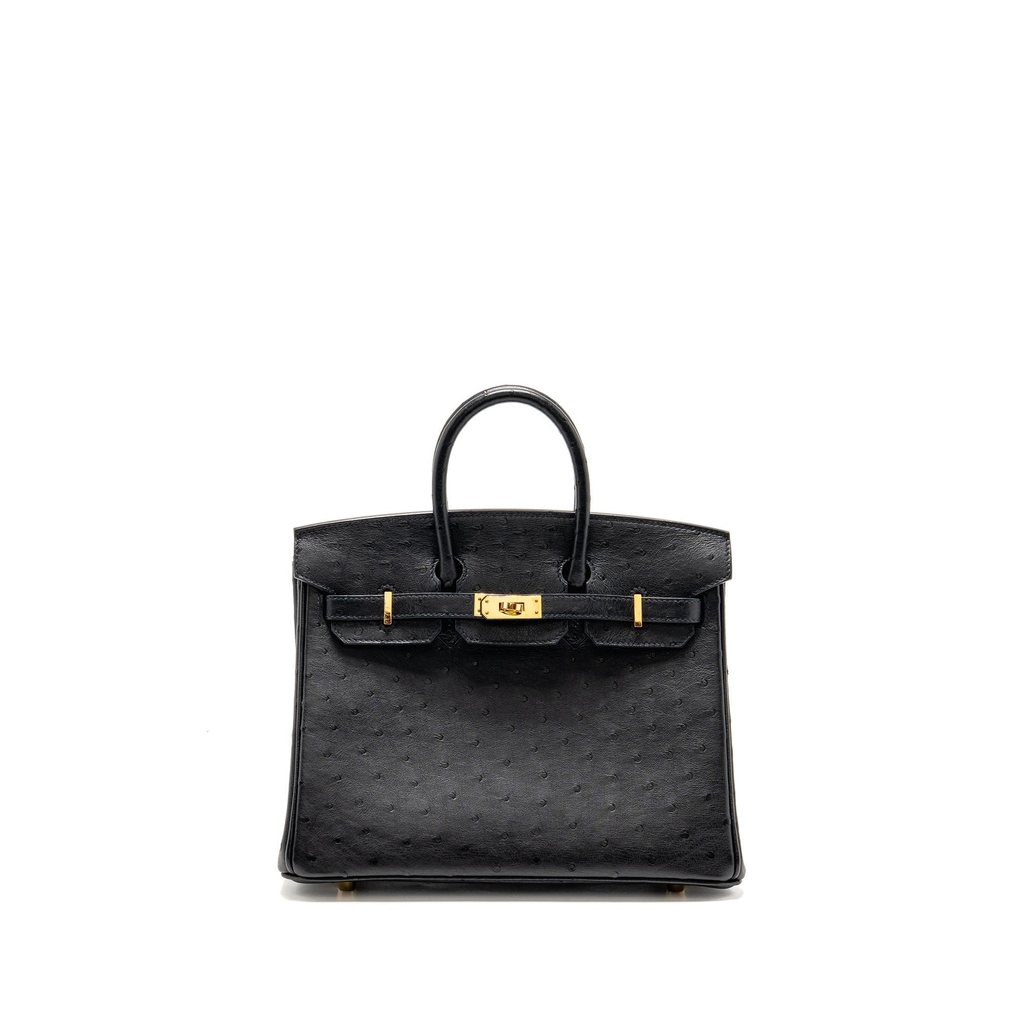 HERMES BIRKIN 25 OSTRICH BLACK GHW
