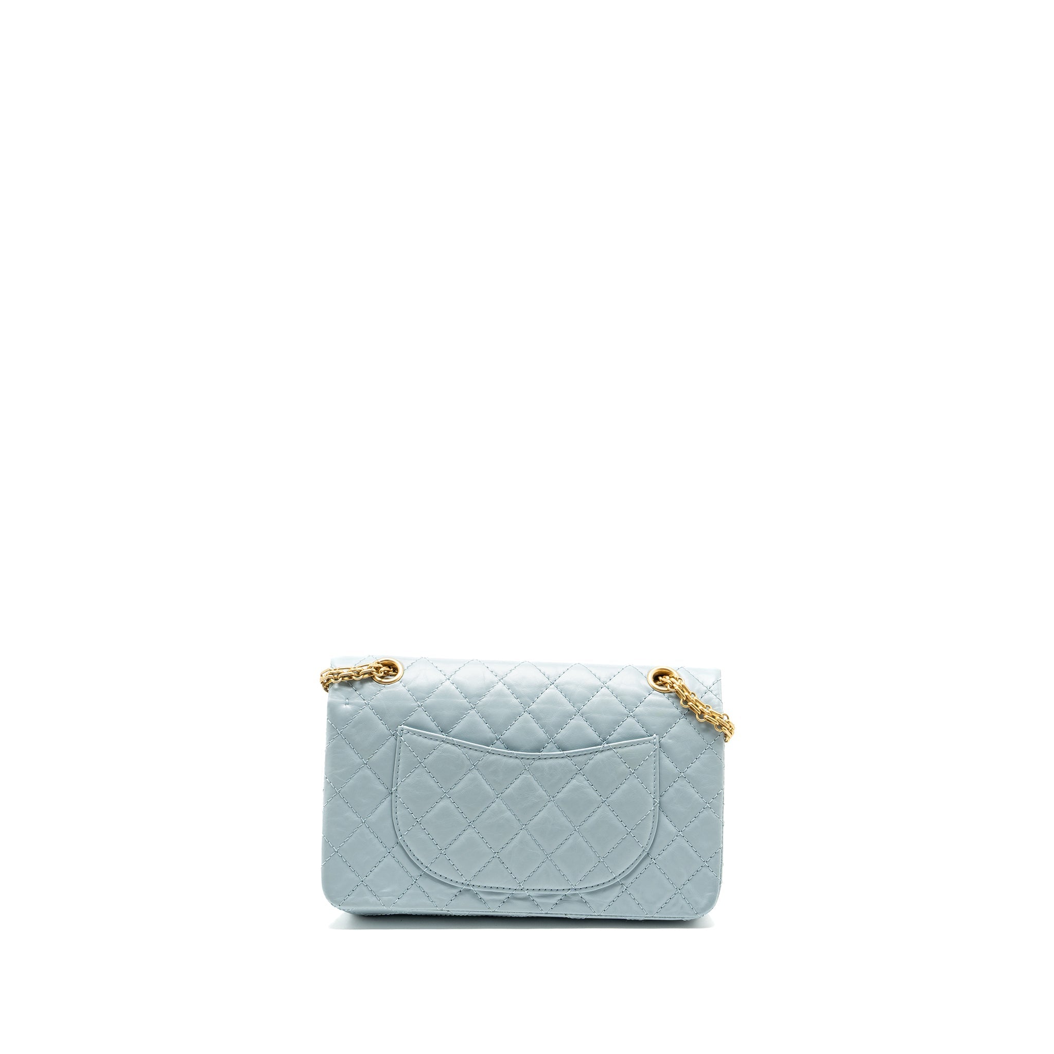 CHANEL SMALL 2.55 226 REISSUE DOUBLE FLAP BAG CALFSKIN LIGHT BLUE GHW (MICROCHIP)