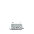 CHANEL 21K MINI RECTANGULAR FLAP BAG CALFSKIN IRIDESCENT LIGHT BLUE SHW (MICROCHIP)