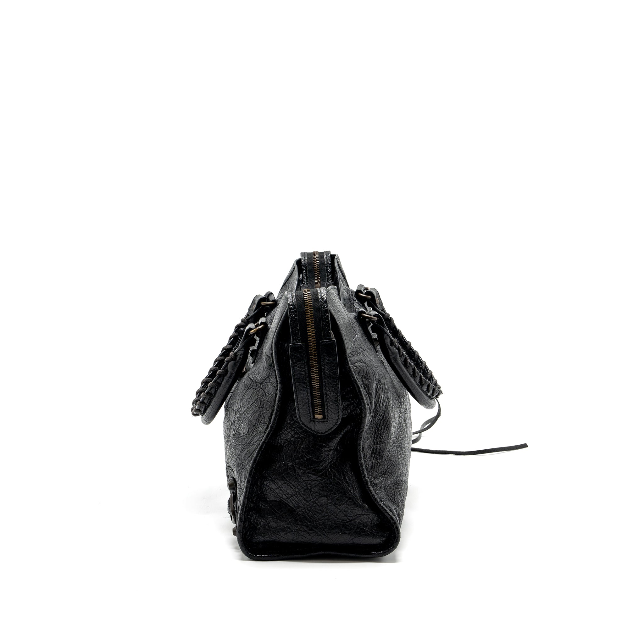 BALENCIAGA CITY BAG CALFSKIN BLACK RUTHENIUM HARDWARE