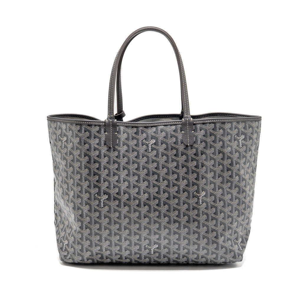 GOYARD SAINT LOUIS PM TOTE GOYARDINE CANVAS/CALFSKIN GREY SHW