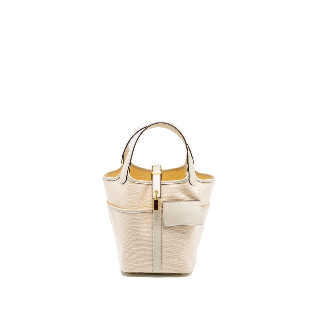 HERMES PICOTIN CARGO 18 LOCK BAG SWIFT / TOILE CANVAS NATA GHW