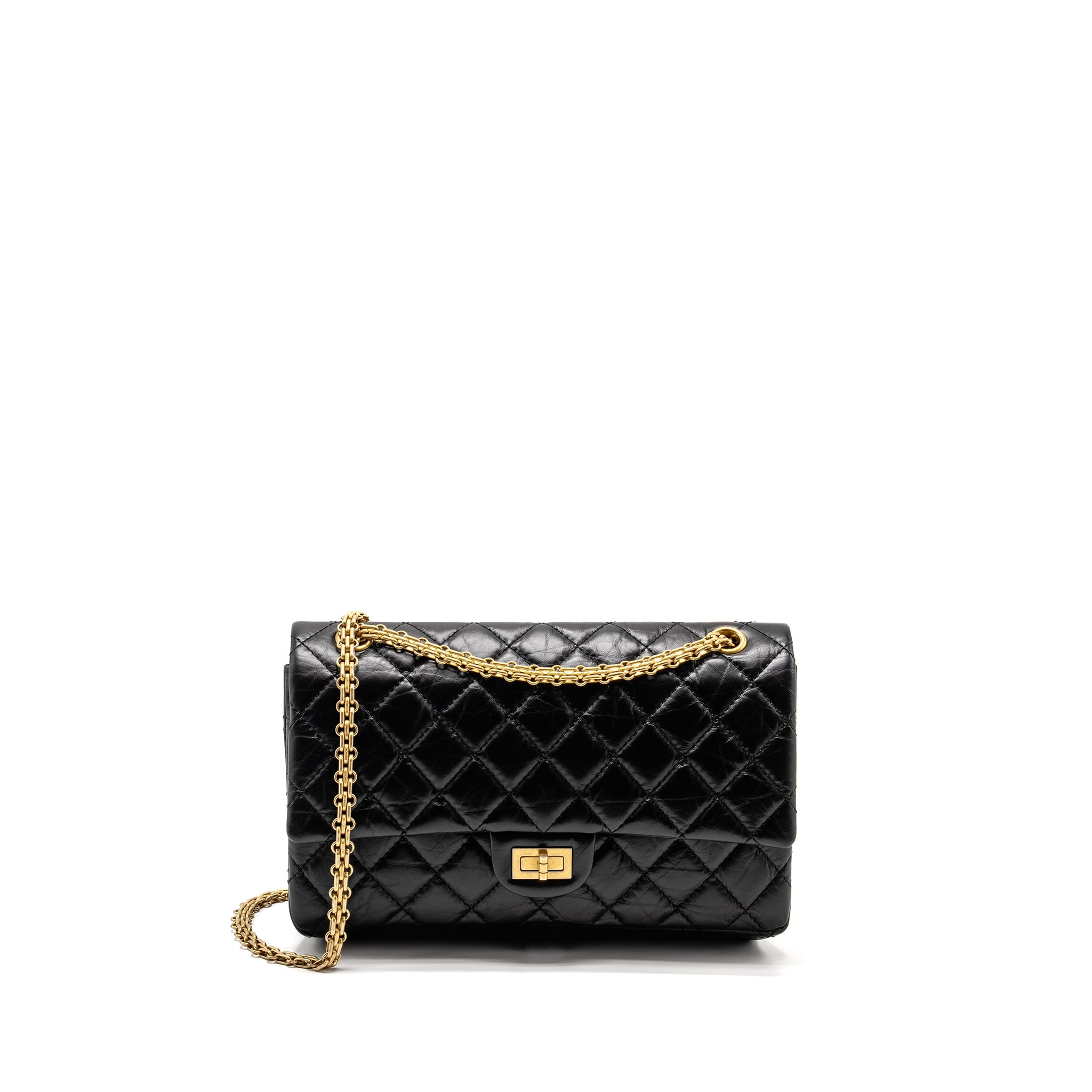CHANEL LARGE 2.55 REISSUE FLAP BAG AGED CALFSKIN BLACK GHW