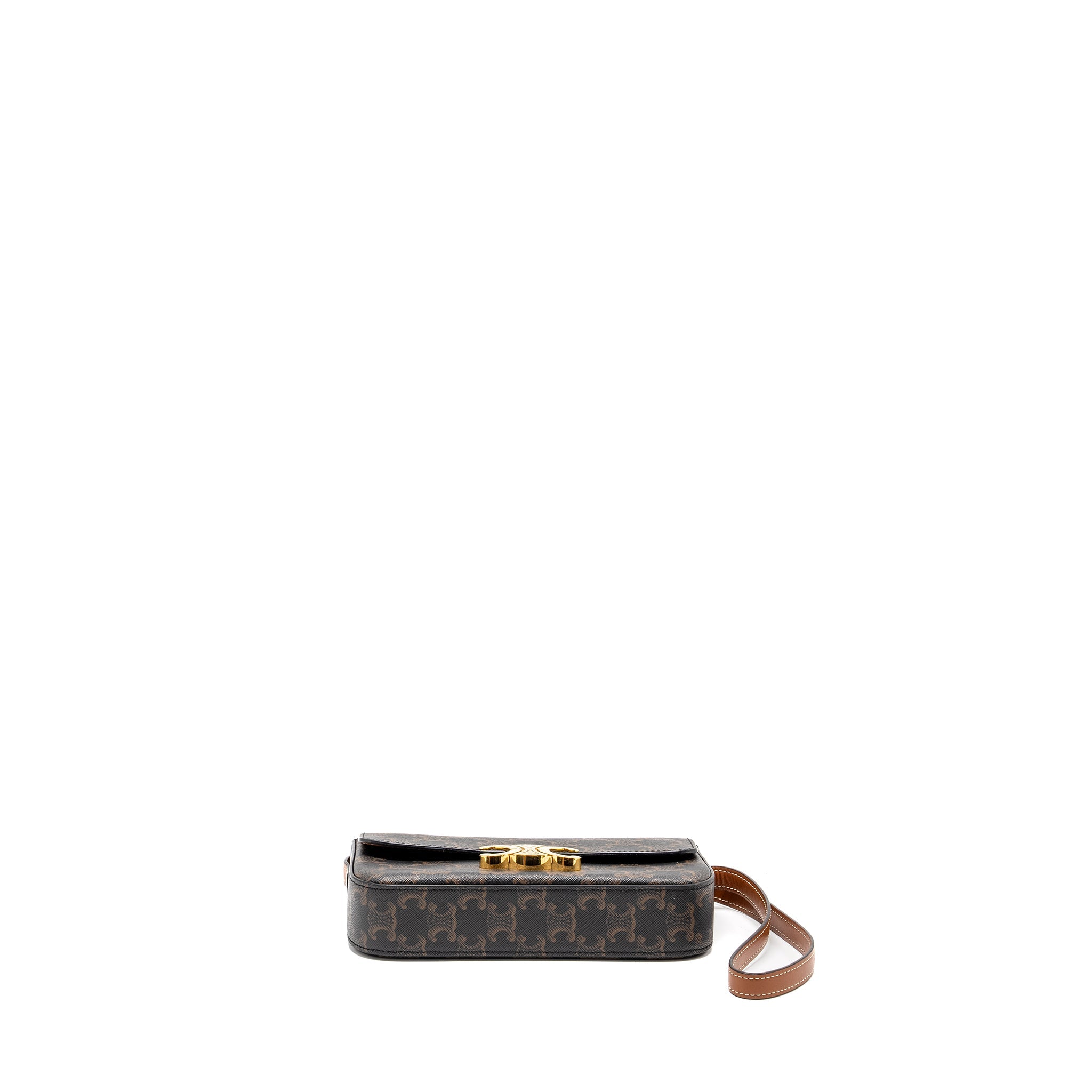 CELINE TRIOMPHE SHOULDER BAG TRIOMPHE CANVAS/CALFSKIN TAN GHW