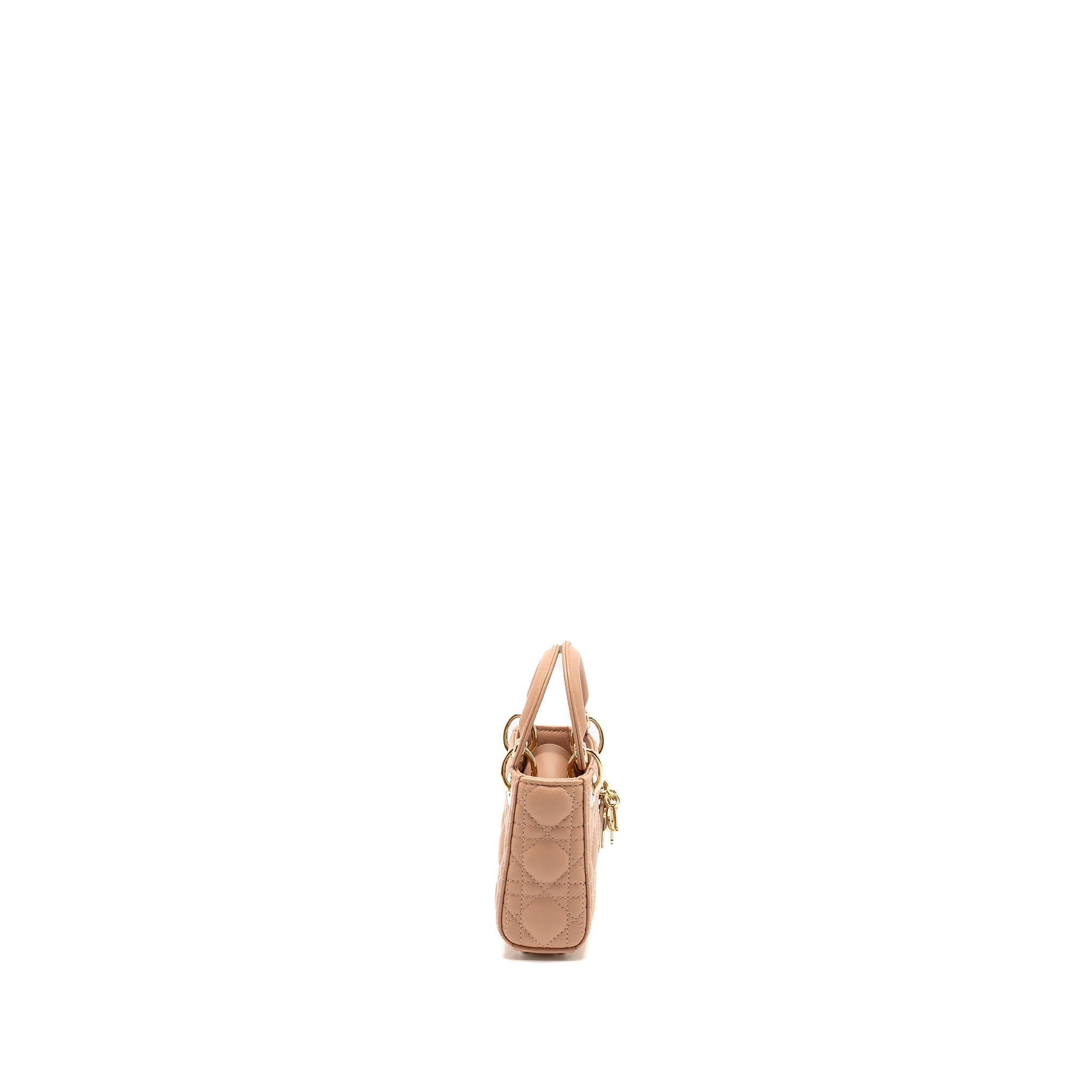 DIOR LADY DIOR MICRO BAG CANNAGE LAMBSKIN ROSE DES VENTS LGHW