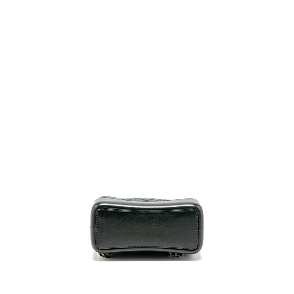 CHANEL SMALL GABRIELLE BACKPACK AGED CALFSKIN DARK GREEN MULTICOLOR HARDWARE