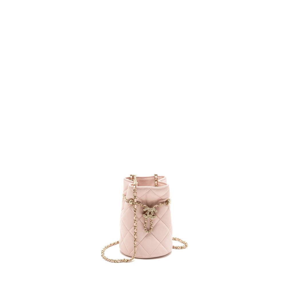 CHANEL MINI DRAWSTRING BUCKET BAG LAMBSKIN PINK LGHW