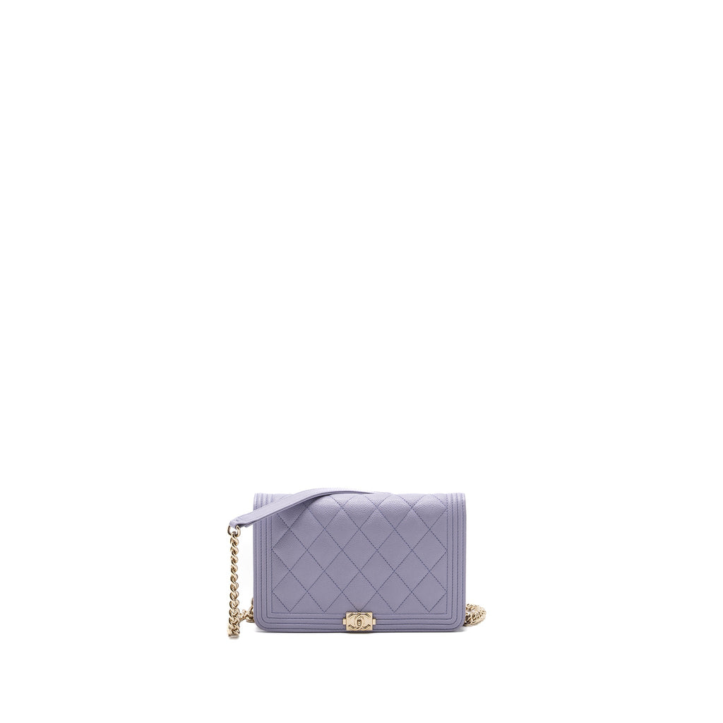 CHANEL BOY WALLET ON CHAIN CAVIAR LIALIC / LIGHT PURPLE LGHW (MICROCHIP)