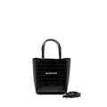 BALENCIAGA XXS EVERYDAY TOTE BAG CROC-EMBOSSED CALFSKIN BLACK SHW