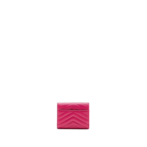 SAINT LAURENT COMPACT TRI-FOLD WALLET CALFSKIN PINK GHW