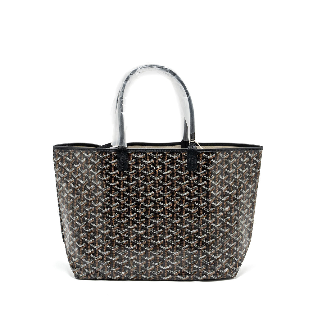 GOYARD SAINT LOUIS PM TOTE BAG GOYARDLINE CANVAS BLACK SHW