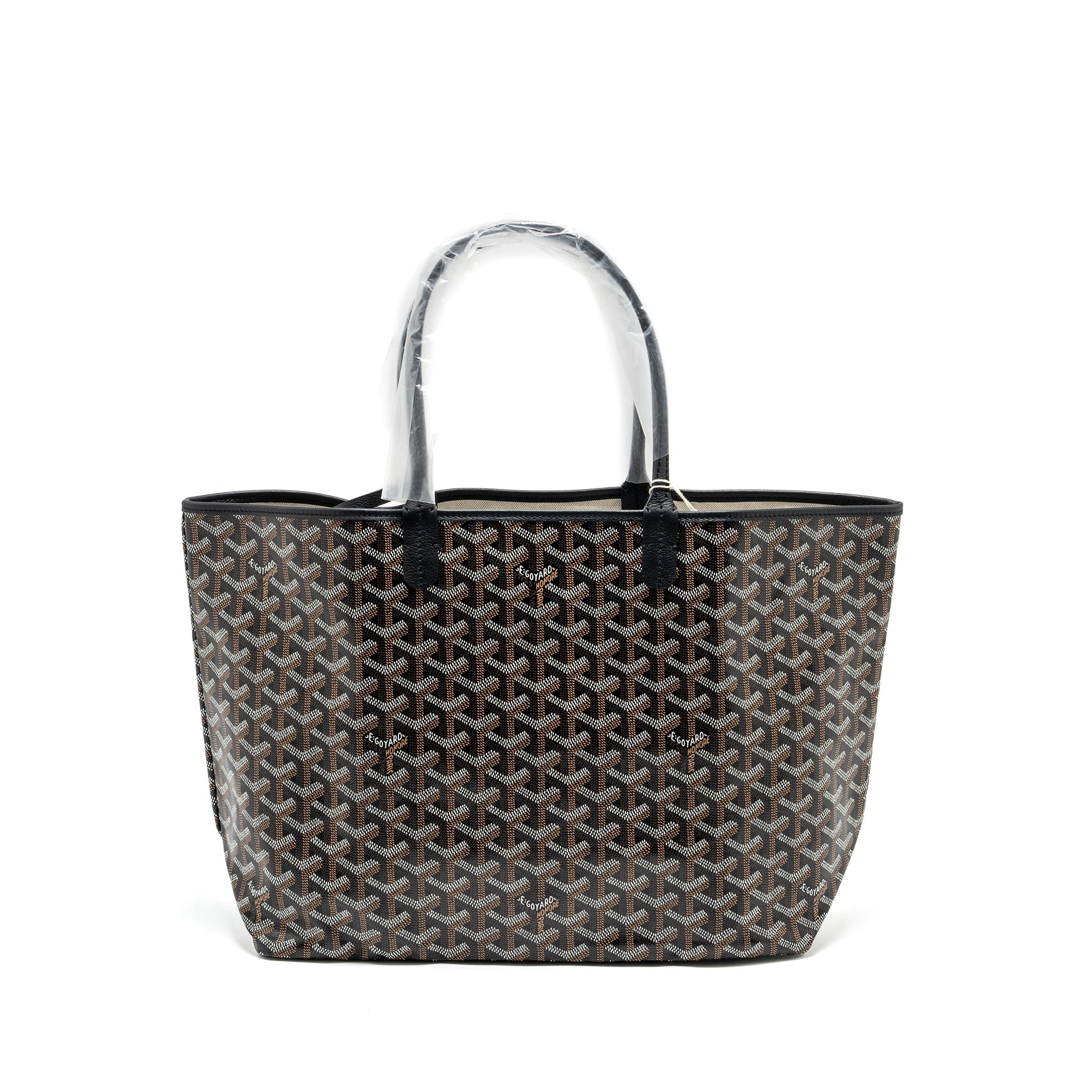 GOYARD SAINT LOUIS PM TOTE BAG GOYARDLINE CANVAS BLACK SHW