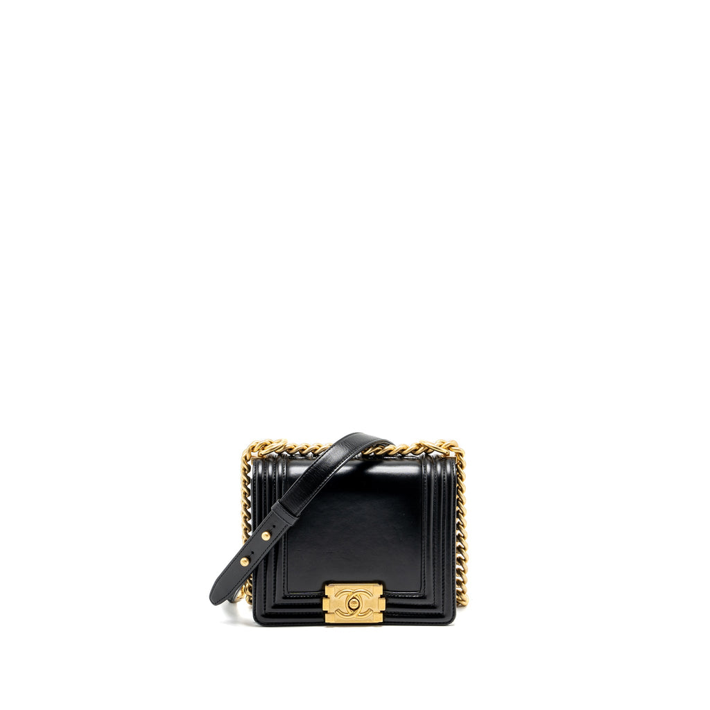CHANEL MINI SQUARE BOY BAG LIMITED EDITION CALFSKIN BLACK GHW (MICROCHIP)