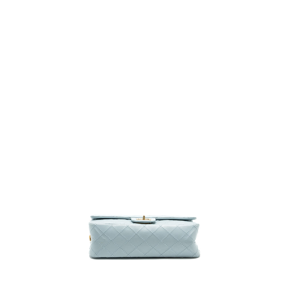 CHANEL SMALL 2.55 226 REISSUE DOUBLE FLAP BAG CALFSKIN LIGHT BLUE GHW (MICROCHIP)