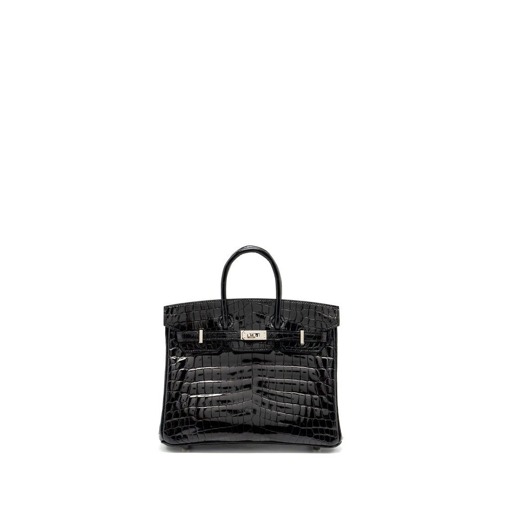 HERMES BIRKIN 25 SHINY CROCODILE NILOTICUS BLACK SHW