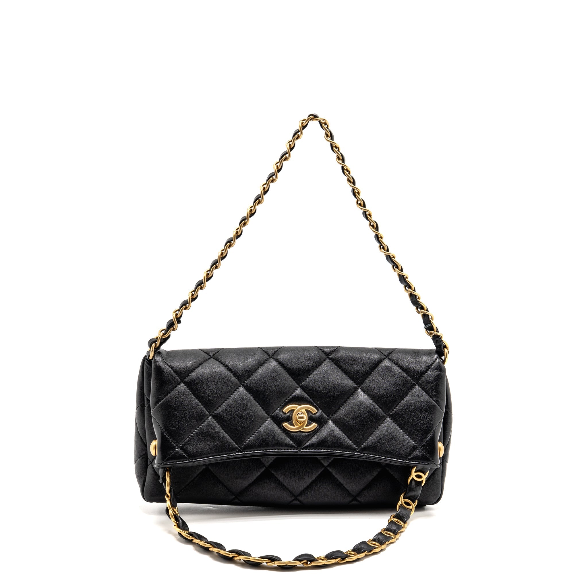 CHANEL LARGE HOBO BAG LAMBSKIN BLACK GHW (MICROCHIP)