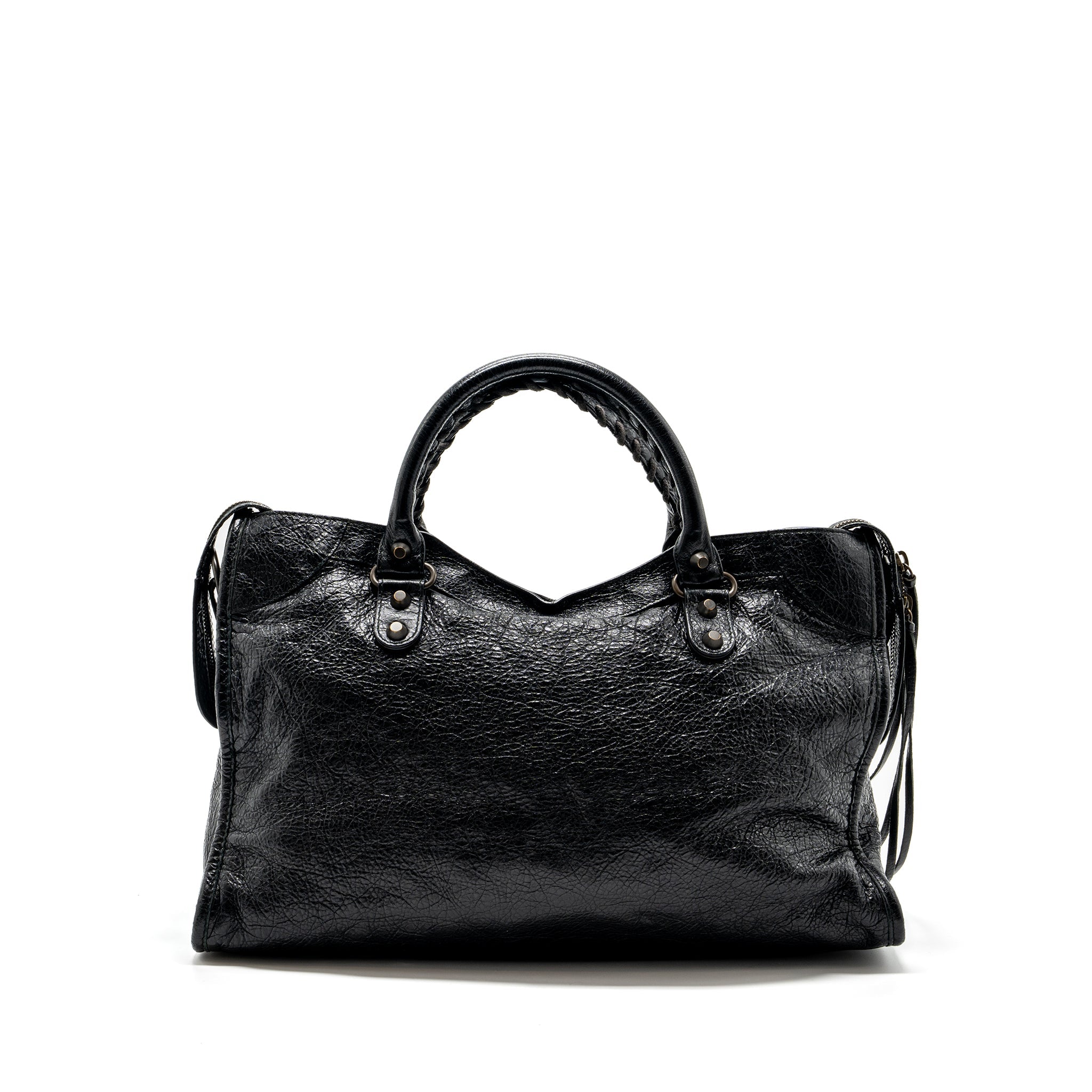 BALENCIAGA CITY BAG CALFSKIN BLACK RUTHENIUM HARDWARE